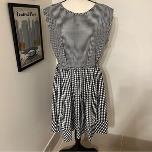 Madewell Black and White Checkered Gingham Midi Dress SZ M